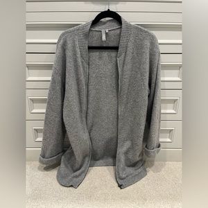 SI-IAE cashmere tunic zipper sweater, gray, sz P